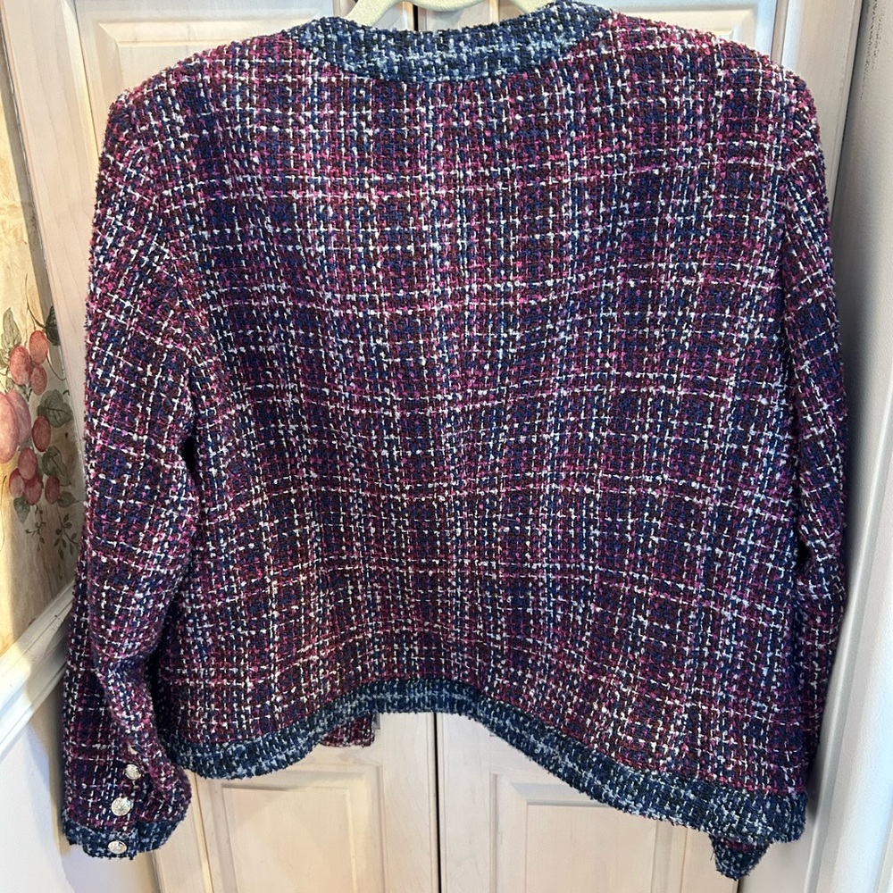 White House Black Market Tweed Stylist Jacket in Hollyhock Combo Size 16 NWT - Picture 3 of 3